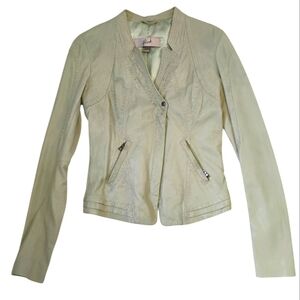 Blink Genuine Leather Jacket Mint Green Moto Tailor Fit Women's Sz 2/ XS